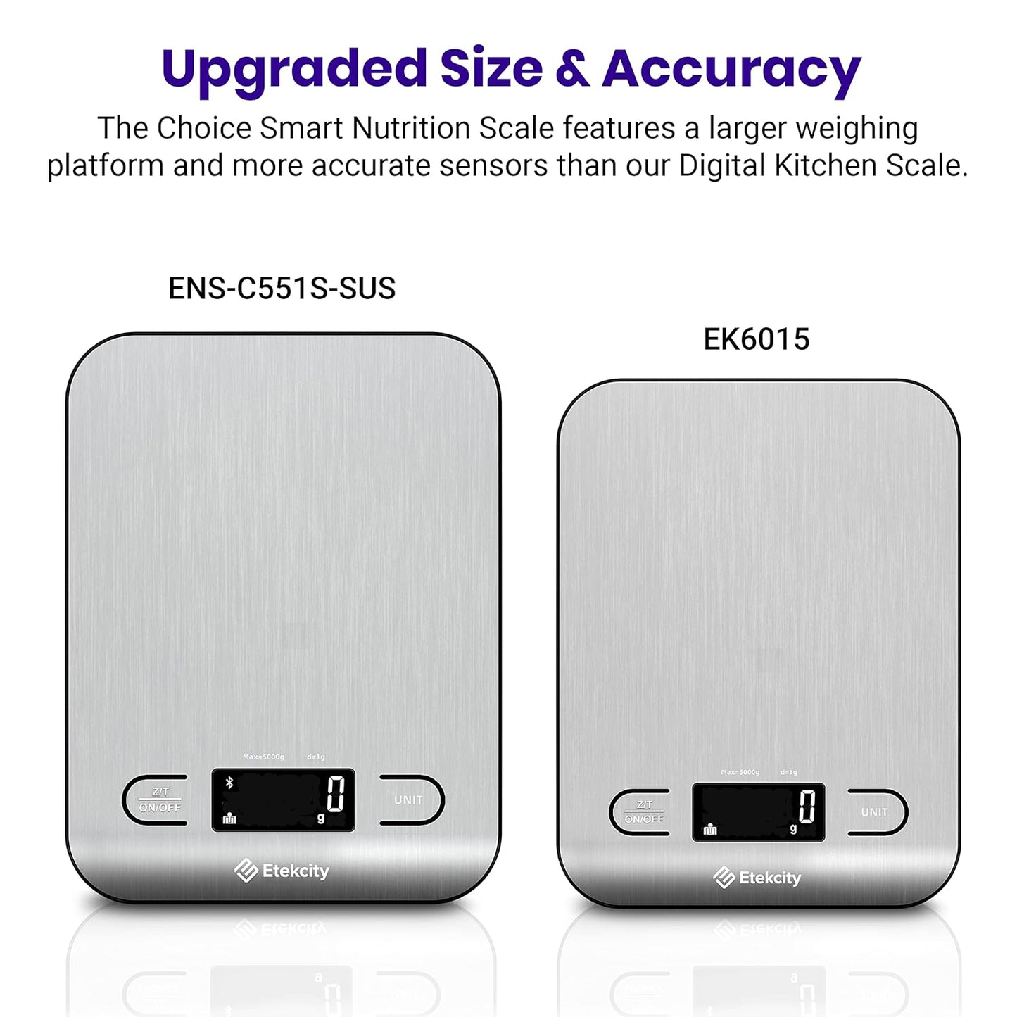 Food Nutrition Kitchen Scale, Digital Grams and Ounces for Weight Loss, Baking, Cooking, Keto and Meal Prep, Large, 304 Stainless Steel