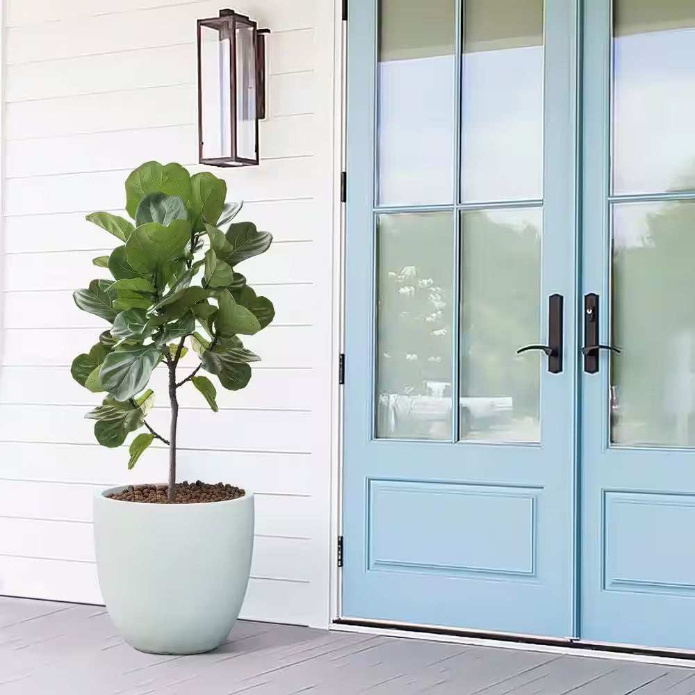 17.2 In. H round Tapered White Mgo Composite Planter Pot