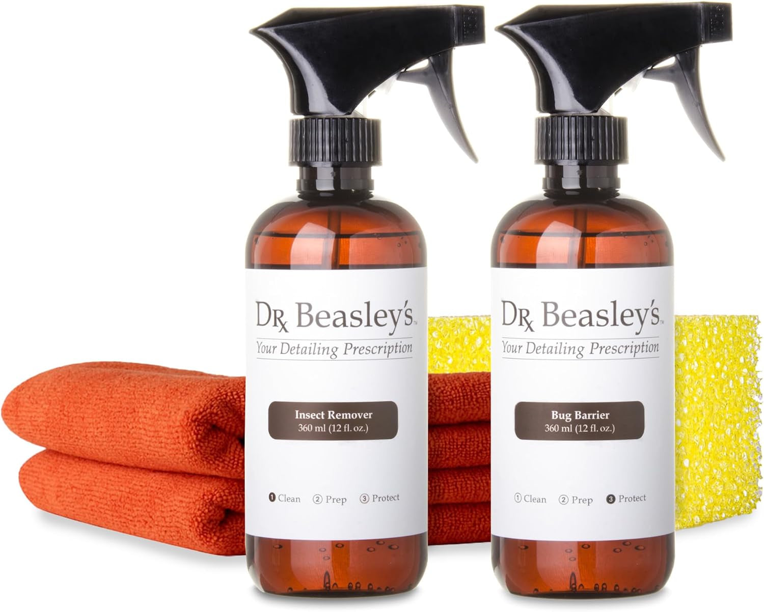 Bug Barrier Prescription for Auto - Complete Bug Removal and Protection, Breaks down and Removes Stubborn Stains, Includes Sponge and Towels