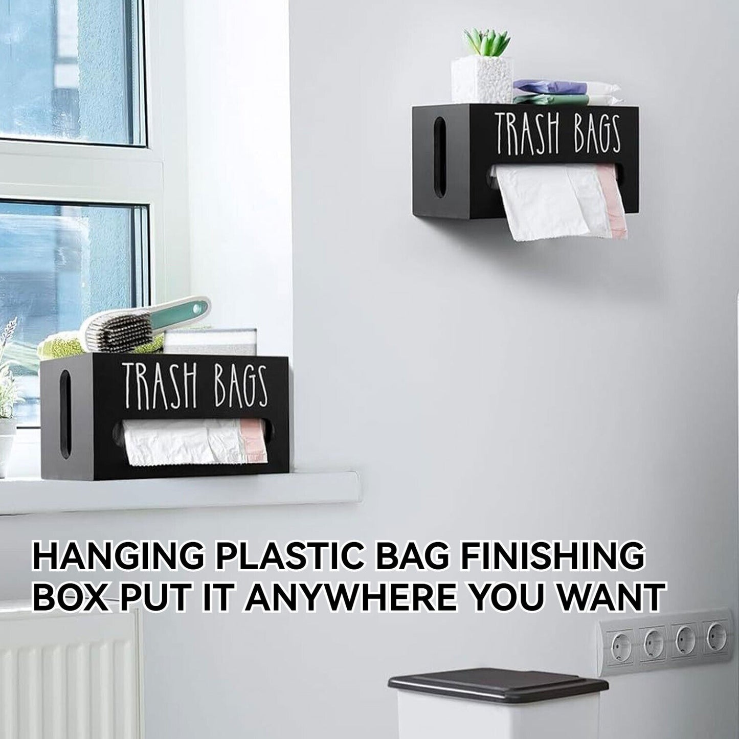 Trash Bag Holder Garbage Bag Dispenser Wall Mounted Kitchen Trash Bag Organizer