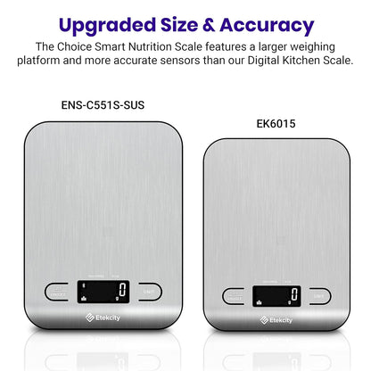 Food Nutrition Kitchen Scale, Digital Grams and Ounces for Weight Loss, Baking, Cooking, Keto and Meal Prep, Large, 304 Stainless Steel