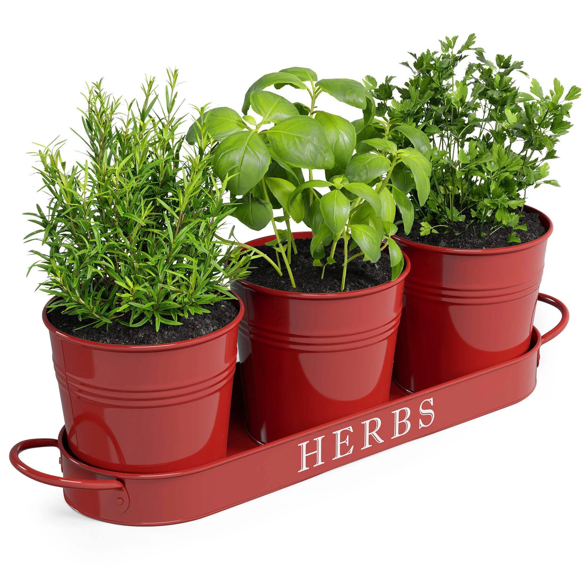 Farmhouse Herb Garden Planter Indoor Planter Set with Tray or Outdoor Apartment Window Planter Box, Windowsill Planter Box, Indoor Herb Planter Garden Pots Herb Pots, Red, Set/3