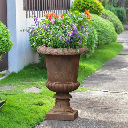Rustic Brown Mgo Urn Planter
