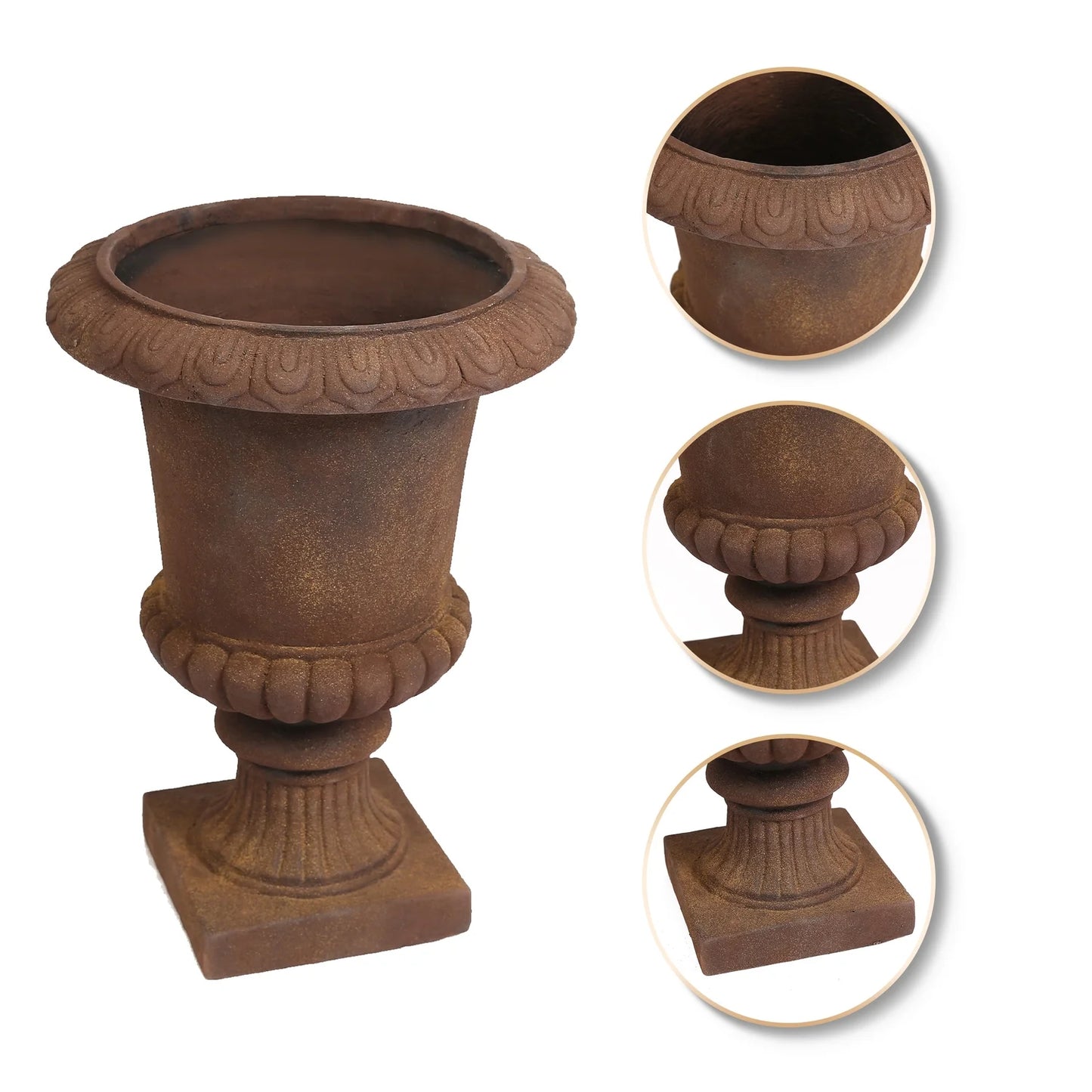 Rustic Brown Mgo Urn Planter