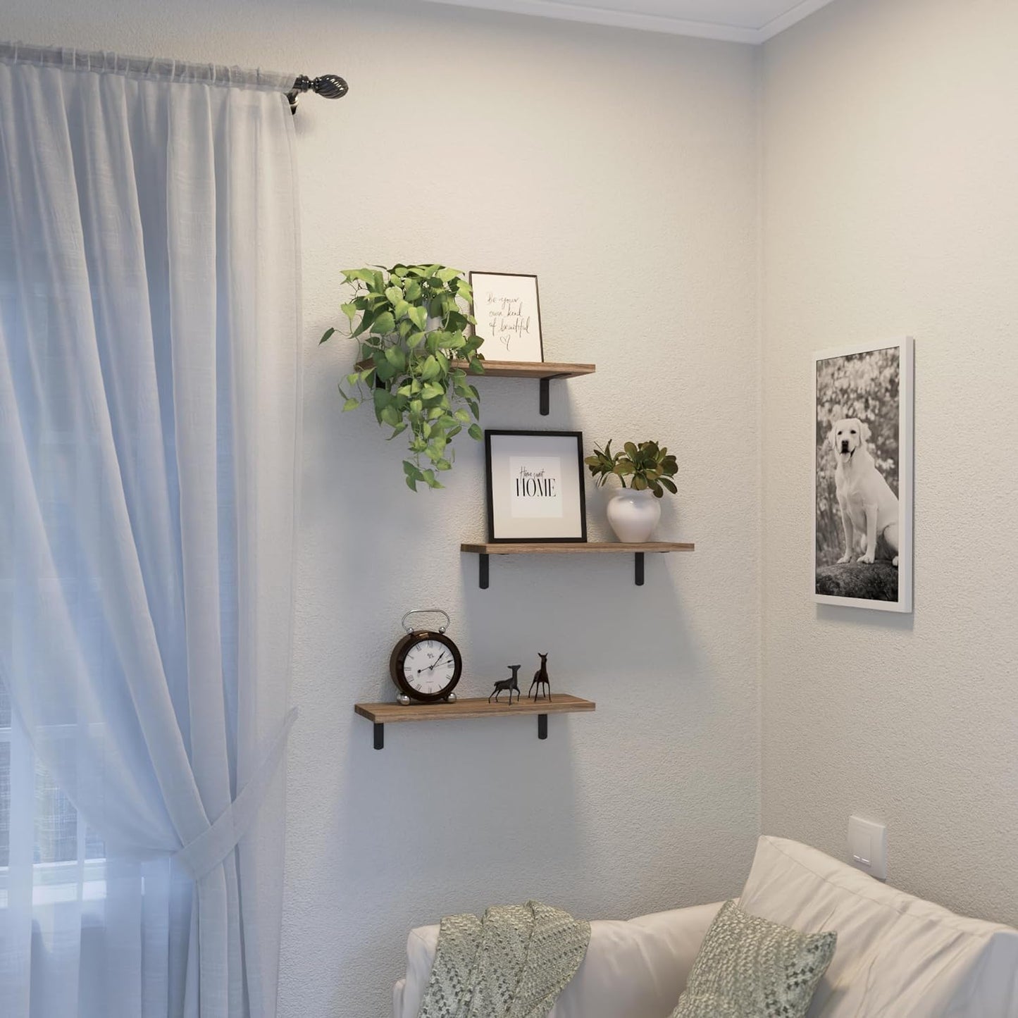 Floating Shelves, 3 Sets Wall Shelves, Wooden Floating Shelves for Wall Décor, W