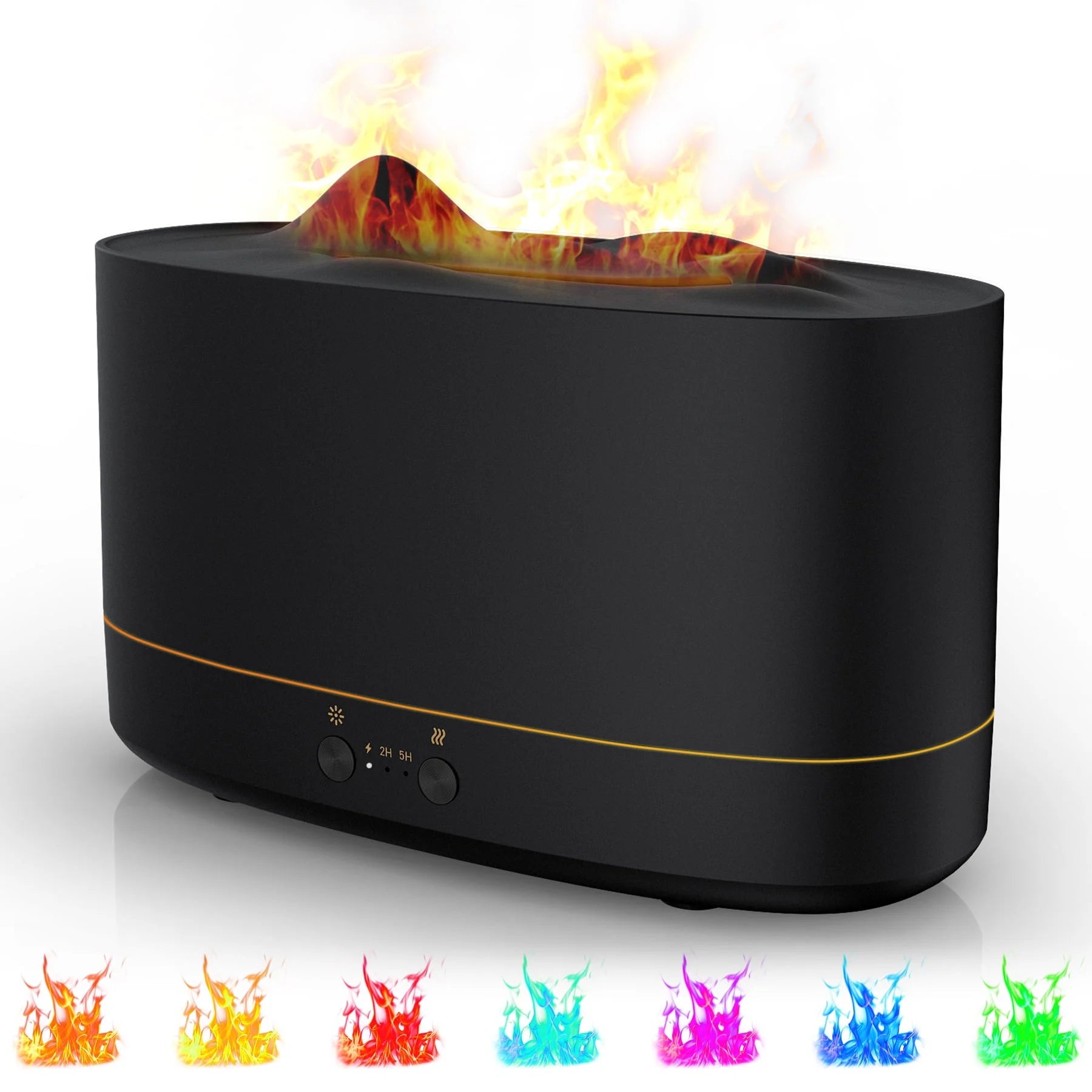 Flame Diffuser Humidifier, 7 Color Essential Oil Diffuser, 200Ml Time Setting for Home, Room, Black