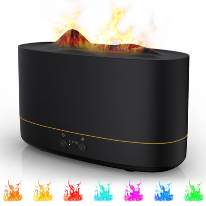 Flame Diffuser Humidifier, 7 Color Essential Oil Diffuser, 200Ml Time Setting for Home, Room, Black