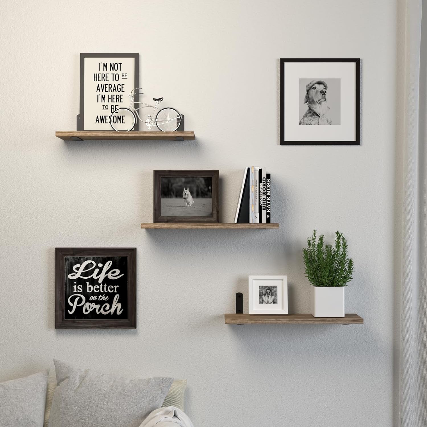 Floating Shelves, 3 Sets Wall Shelves, Wooden Floating Shelves for Wall Décor, W