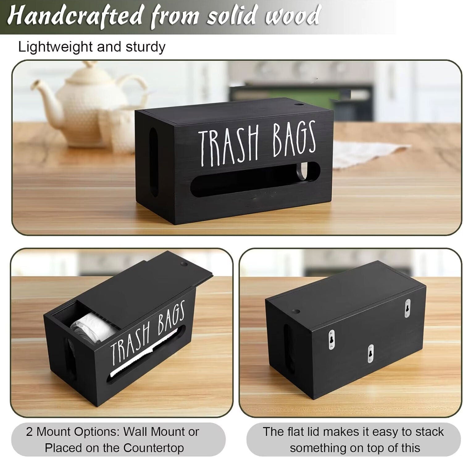 Trash Bag Holder Garbage Bag Dispenser Wall Mounted Kitchen Trash Bag Organizer