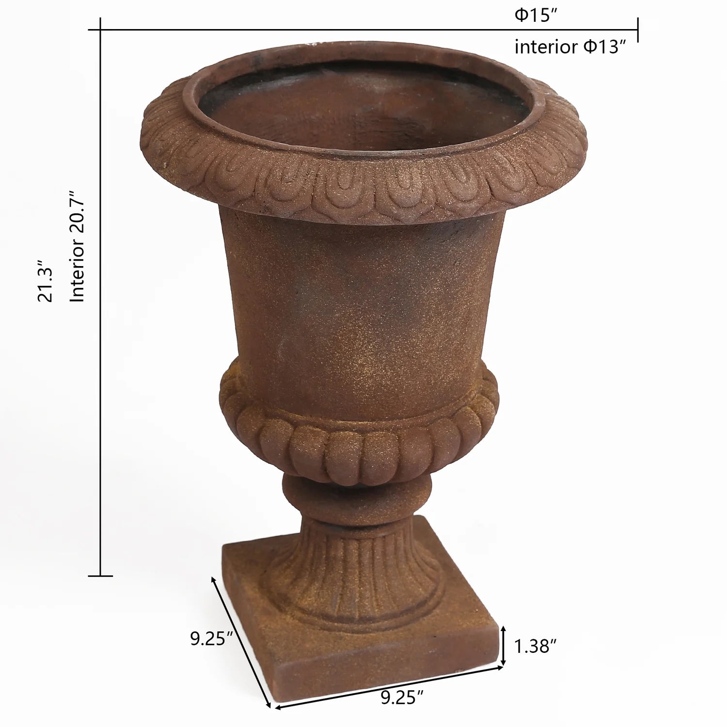 Rustic Brown Mgo Urn Planter