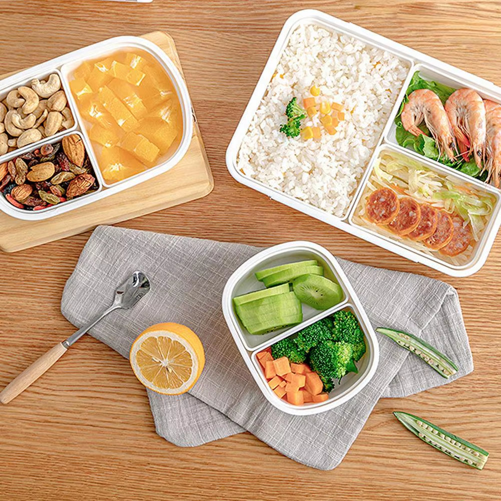 Portable 3 Compartments Bento Boxes Microwave Food Storage Container Lunchbox Storage Container Children School Bento Box
