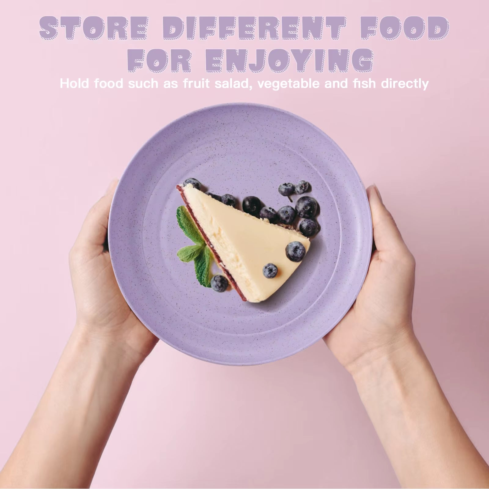 5Pcs Wheat Straw Plates Reusable Baby Feeding Dishes Salad Snack Fruit Plate Picnic Dishes Unbreakable Kitchen Dinnerware