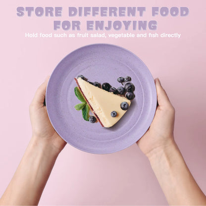 5Pcs Wheat Straw Plates Reusable Baby Feeding Dishes Salad Snack Fruit Plate Picnic Dishes Unbreakable Kitchen Dinnerware
