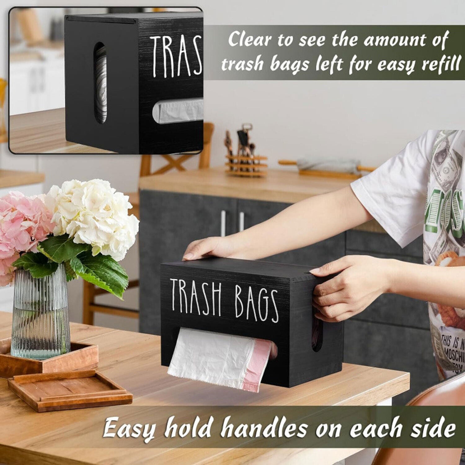 Trash Bag Holder Garbage Bag Dispenser Wall Mounted Kitchen Trash Bag Organizer