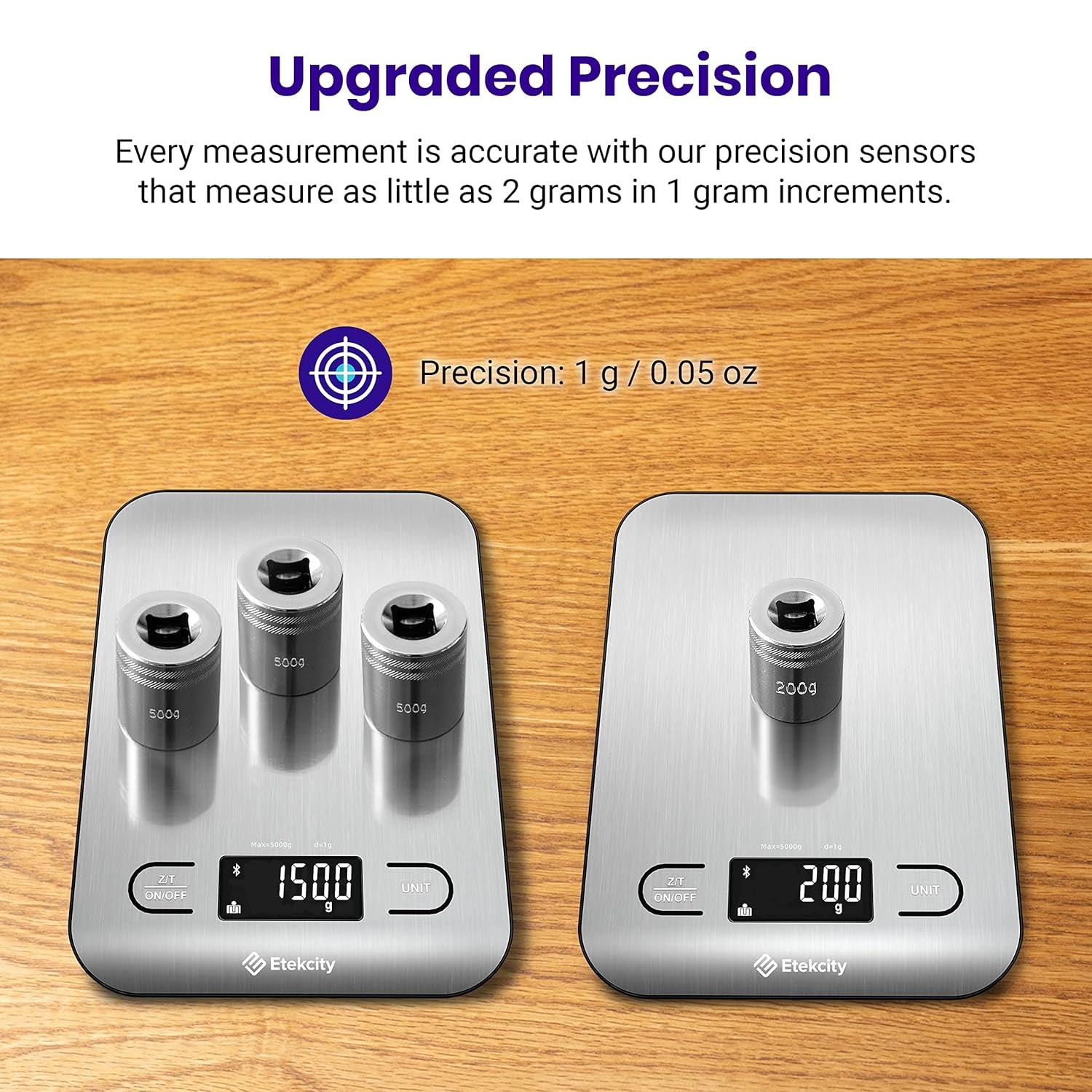 Food Nutrition Kitchen Scale, Digital Grams and Ounces for Weight Loss, Baking, Cooking, Keto and Meal Prep, Large, 304 Stainless Steel