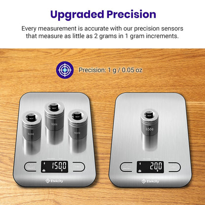 Food Nutrition Kitchen Scale, Digital Grams and Ounces for Weight Loss, Baking, Cooking, Keto and Meal Prep, Large, 304 Stainless Steel