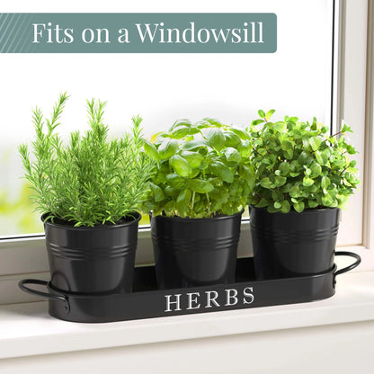 Farmhouse Herb Garden Planter Indoor Planter Set with Tray or Outdoor Apartment Window Planter Box, Windowsill Planter Box, Indoor Herb Planter Garden Pots Herb Pots, Red, Set/3