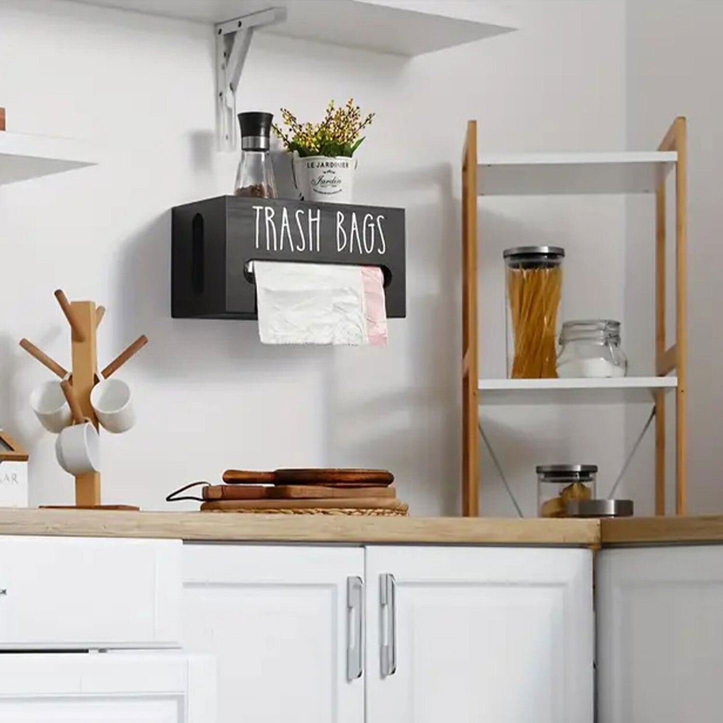 Trash Bag Holder Garbage Bag Dispenser Wall Mounted Kitchen Trash Bag Organizer