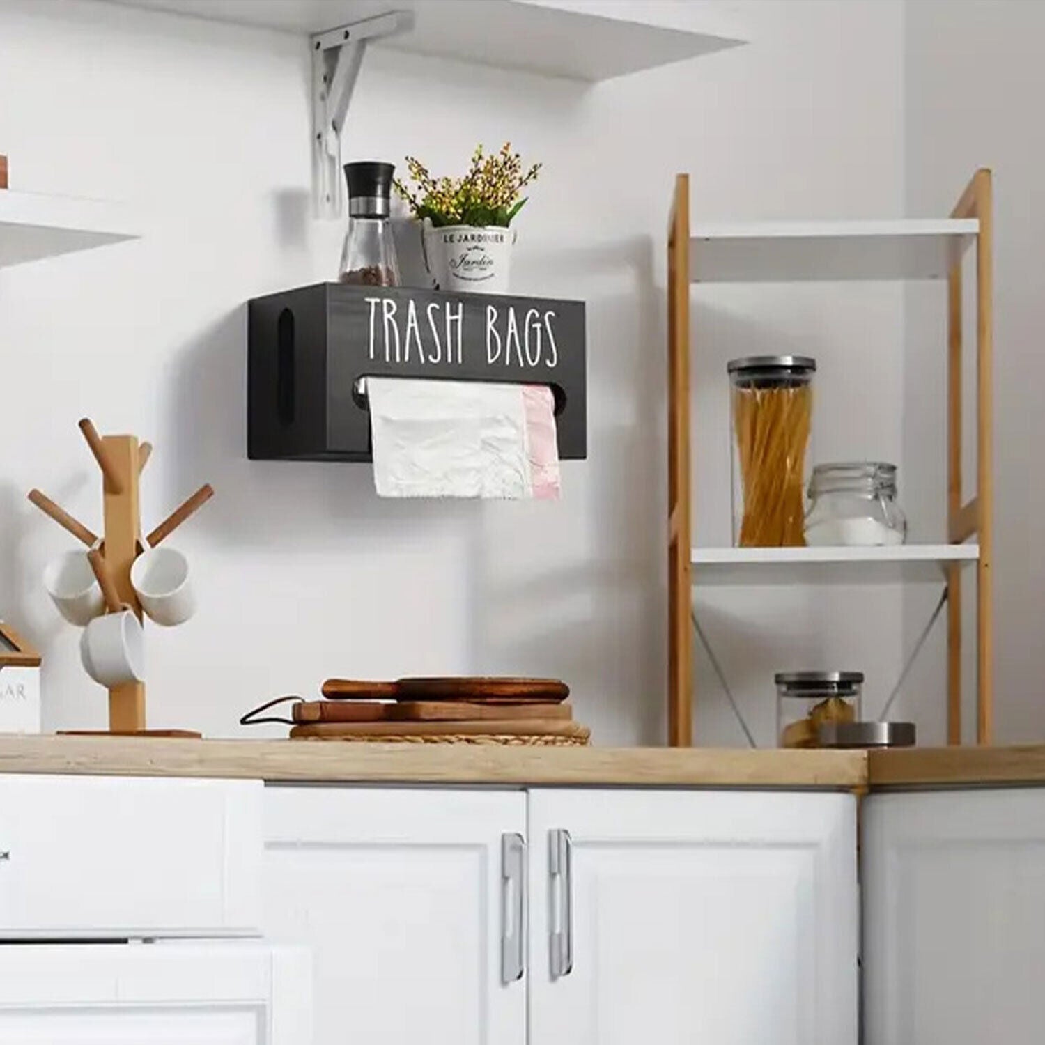 Trash Bag Holder Garbage Bag Dispenser Wall Mounted Kitchen Trash Bag Organizer